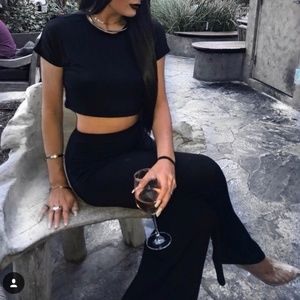 Black Pants and Crop Set